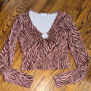ASOS Zebra Print V-Neck open front Blouse size 4